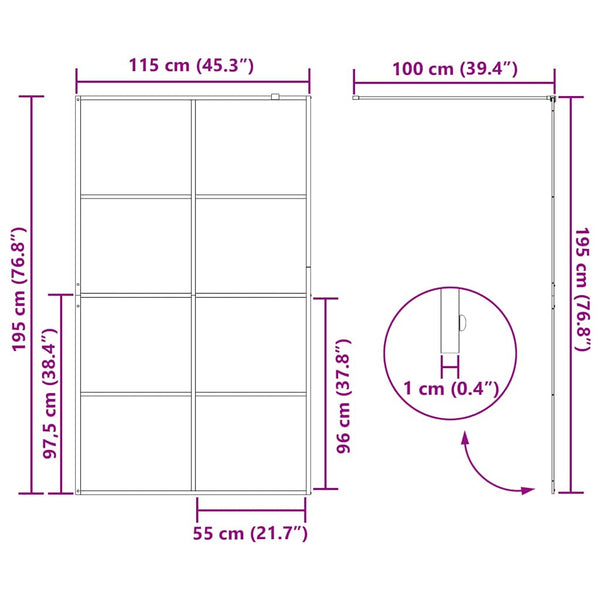 Walk-in suihkun seinäke kirkas ESG-lasi 115x195 cm musta