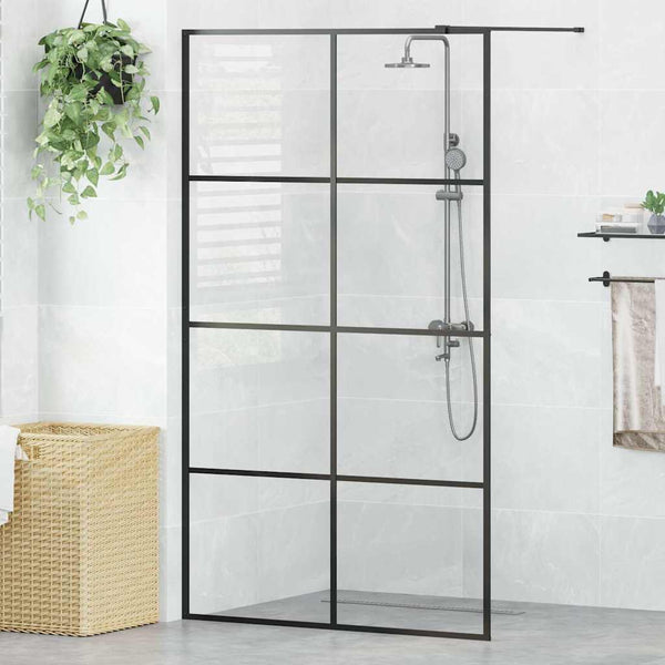 Walk-in suihkun seinäke kirkas ESG-lasi 115x195 cm musta