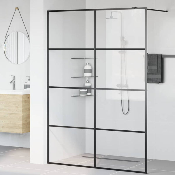Walk-in suihkun seinäke kirkas ESG-lasi 140x195 cm musta