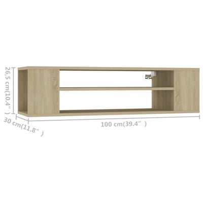 Seinäkiinnitettävä TV-taso Sonoma 100x30x26,5 cm tekninen puu