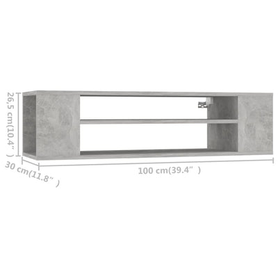 Seinäkiinnitettävä TV-taso betoninharm. 100x30x26,5cm puu
