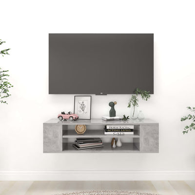Seinäkiinnitettävä TV-taso betoninharm. 100x30x26,5cm puu