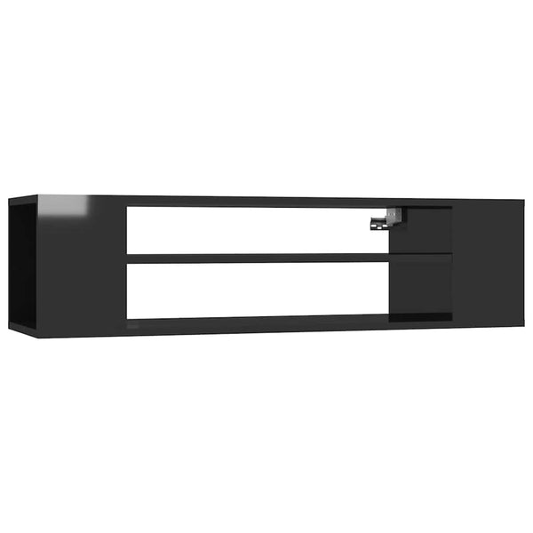 Seinäkiinnitettävä TV-taso korkeak. musta 100x30x26,5 cm puu