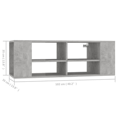 Seinäkiinnitettävä TV-taso betoninharmaa 102x35x35cm puu