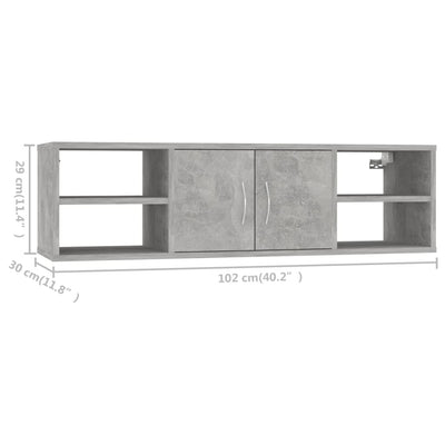 Seinähylly betoninharmaa 102x30x29 cm tekninen puu