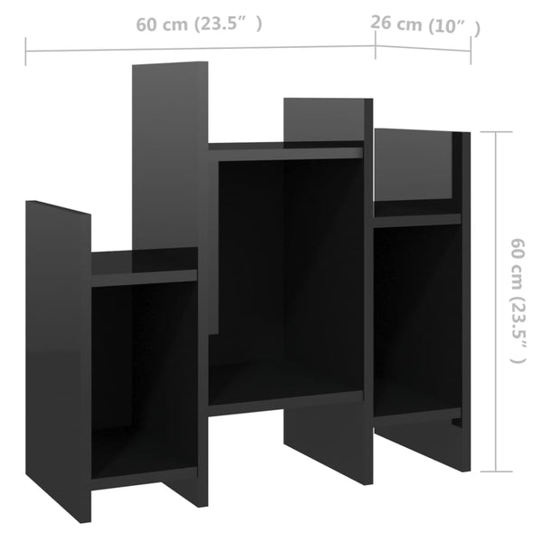 Sivukaappi korkeakiilto musta 60x26x60 cm tekninen puu