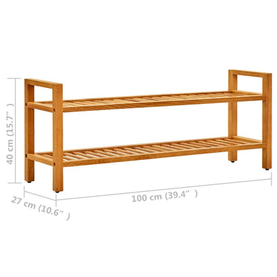 Kenkäteline 2 hyllyä 100x27x40 cm täystammi