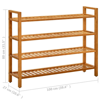 Kenkäteline 4 hyllyä 100x27x80 cm täystammi