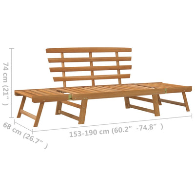 Puutarhapenkki 2-in-1 190 cm täysi akaasiapuu