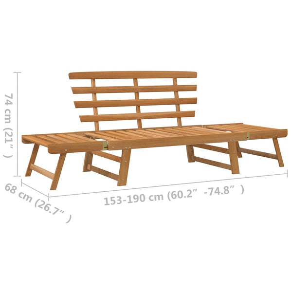Puutarhapenkki 2-in-1 Mubeian 190cm (akaasiapuu)