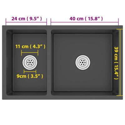 Musta tiskiallas Dumine (ruostumaton teräs)
