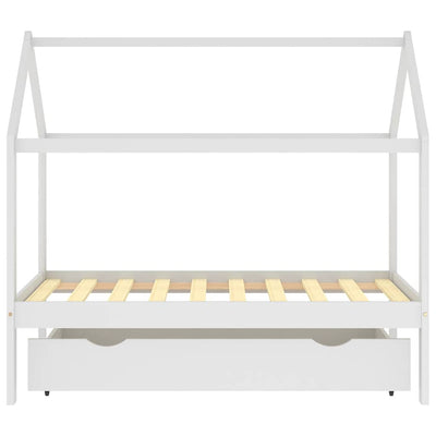 Valkoinen lasten sängynrunko laatikolla Rihan 80x160cm (mänty)