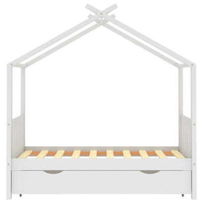 Valkoinen lasten sängynrunko laatikolla Kalit 80x160cm (mänty)