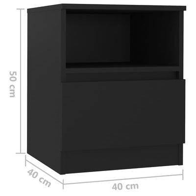 Yöpöydät 2 kpl musta 40x40x50 cm tekninen puu