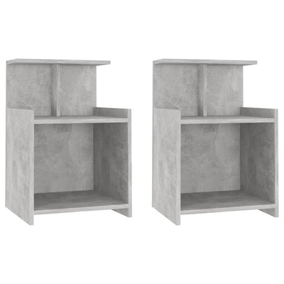 Yöpöydät 2 kpl betoninharmaa 40x35x60 cm tekninen puu