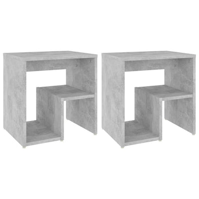 Yöpöydät 2 kpl betoninharmaa 40x30x40 cm tekninen puu