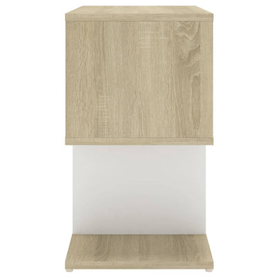 Yöpöydät 2kpl valkoinen ja Sonoma-tammi 50x30x51,5 cm lastulevy