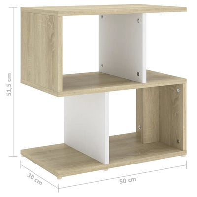 Yöpöydät 2kpl valkoinen ja Sonoma-tammi 50x30x51,5 cm lastulevy