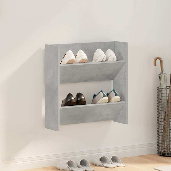 Seinäkenkäkaappi betoninharmaa 60x18x60 cm lastulevy
