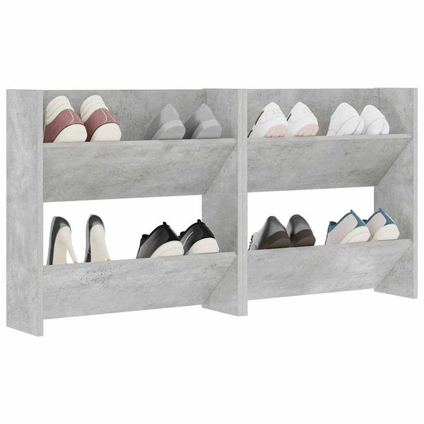 Seinäkenkäkaapit 2 kpl betoninharmaa 60x18x60 cm lastulevy