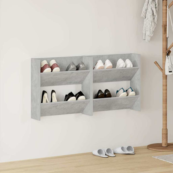 Seinäkenkäkaapit 2 kpl betoninharmaa 60x18x60 cm lastulevy