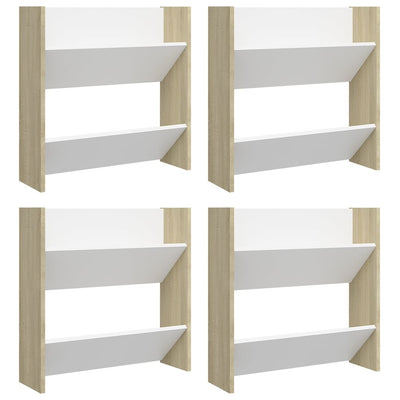 Seinäkenkäkaapit 4 kpl valk./Sonoma 60x18x60 cm tekninen puu