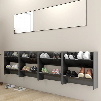 Seinäkenkäkaapit 4 kpl kk. harmaa 60x18x60 cm tekninen puu