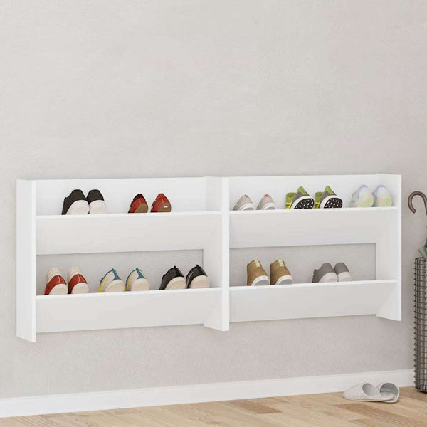 Seinäkenkäkaapit 2 kpl valkoinen 80x18x60 cm lastulevy