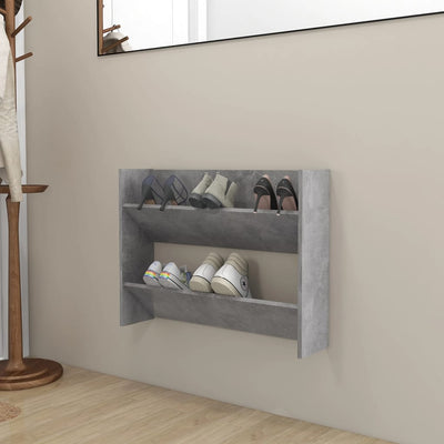 Seinäkenkäkaappi betoninharmaa 80x18x60 cm lastulevy