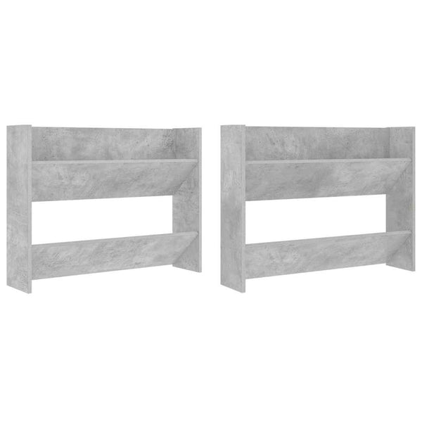 Seinäkenkäkaapit 2 kpl betoninharmaa 80x18x60 cm lastulevy