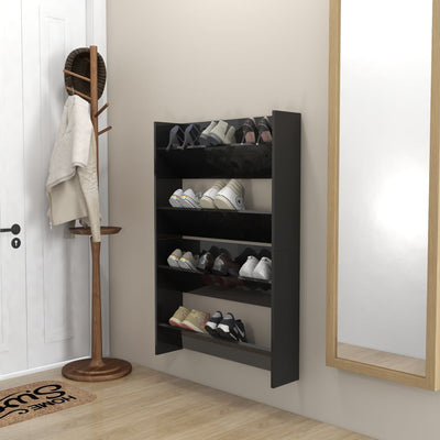 Seinäkenkäkaapit 2 kpl kk. musta 80x18x60 cm tekninen puu