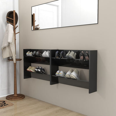 Seinäkenkäkaapit 2 kpl kk. musta 80x18x60 cm tekninen puu
