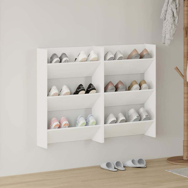 Seinäkenkäkaapit 2 kpl valkoinen 60x18x90 cm lastulevy