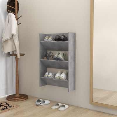 Seinäkenkäkaappi betoninharmaa 60x18x90 cm lastulevy
