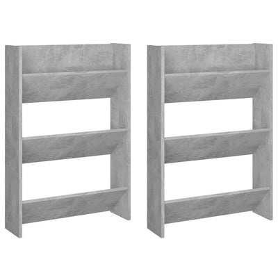 Seinäkenkäkaapit 2 kpl betoninharmaa 60x18x90 cm lastulevy