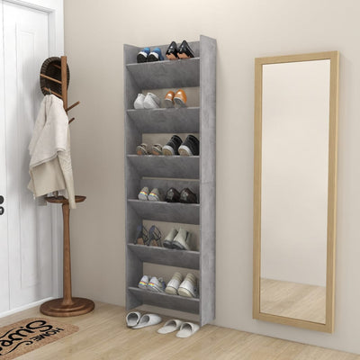 Seinäkenkäkaapit 2 kpl betoninharmaa 60x18x90 cm lastulevy