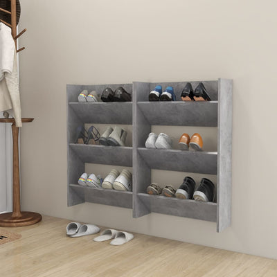 Seinäkenkäkaapit 2 kpl betoninharmaa 60x18x90 cm lastulevy