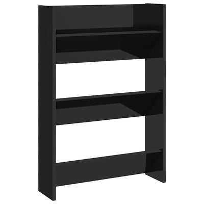 Seinäkenkäkaappi korkeakiilto musta 60x18x90 cm tekninen puu