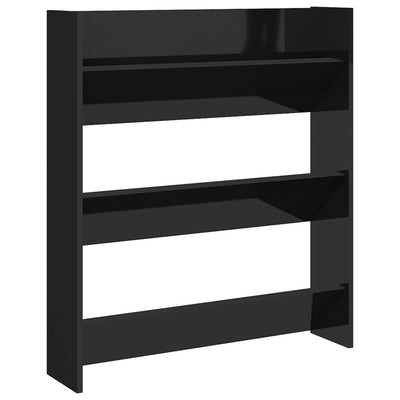 Seinäkenkäkaappi korkeakiilto musta 80x18x90 cm tekninen puu
