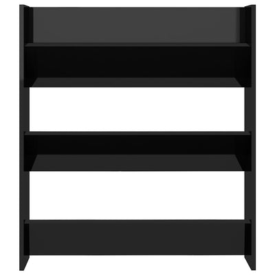 Seinäkenkäkaappi korkeakiilto musta 80x18x90 cm tekninen puu