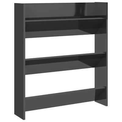 Seinäkenkäkaappi korkeakiilto harmaa 80x18x90 cm tekninen puu