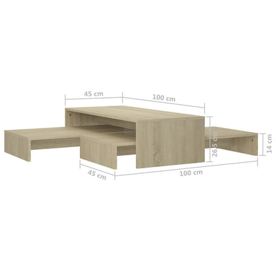 Sohvapöytäsarja Sonoma-tammi 100x100x26,5 cm tekninen puu
