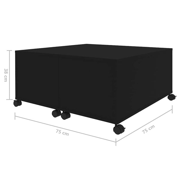 Sohvapöytä musta 75x75x38 cm lastulevy