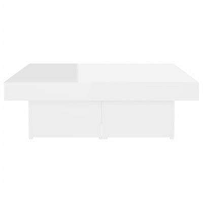 Valkoinen sohvapöytä Narcisse 90x90x28cm (korkeakiilto, puinen)