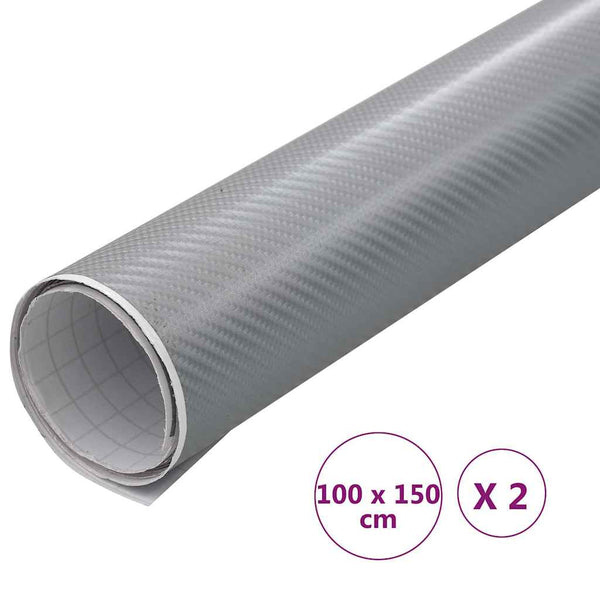 Auton päällystekalvot 2 kpl 4D hopea 100x150 cm