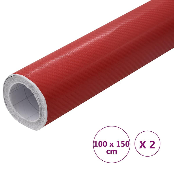 Auton päällystekalvot 2 kpl 4D punainen 100x150 cm