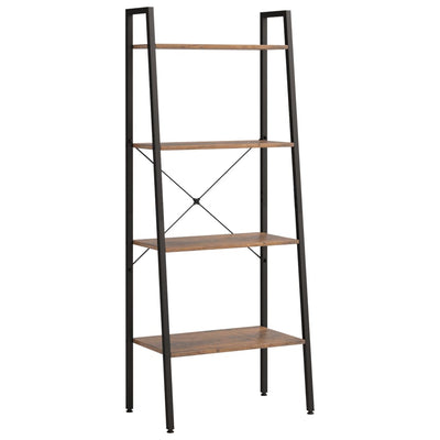 4-kerroksinen lattiahylly tummanruskea ja musta 56x35x140 cm