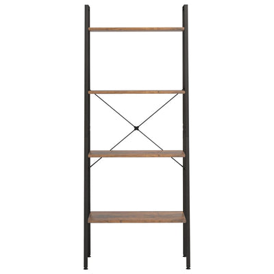 4-kerroksinen lattiahylly tummanruskea ja musta 56x35x140 cm