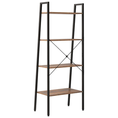 4-kerroksinen lattiahylly tummanruskea ja musta 56x35x140 cm