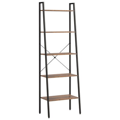 5-kerroksinen lattiahylly tummanruskea ja musta 56x35x174 cm